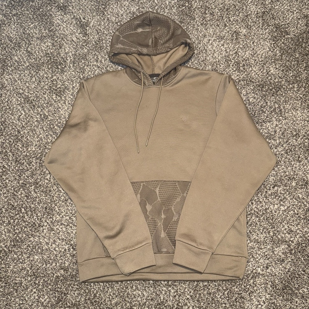Saints‎ Studio Taupe Crochet Backed Hoodie Mens Size Large Tan Designer